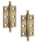 Solid Antique Brass Cabinet Finial Butt Hinges 50 x 35mm (HOX800AB)